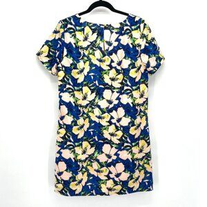 J. Crew floral blue short sleeved shift dress 8